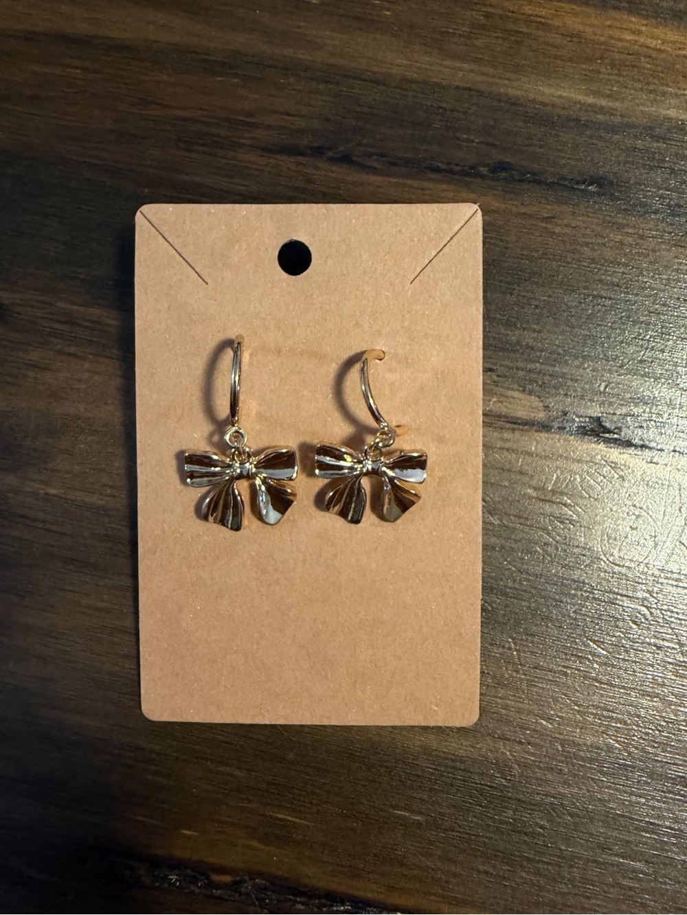 Gold Bow Drop Earrings - Women's Fashion Accessory